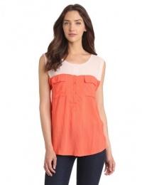 Splendid Women's Always Color Blocked 2 Pocket Tank, Hot Coral/Light Coral, Small