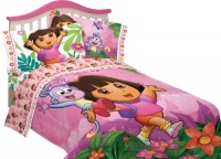 Nickelodeon Dora Run Skip Jump Microfiber Sheet Set, Twin