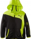 PUMA - Kids Boys 2-7 Toddler Performance Hooded Jacket, Black/Green, 3T