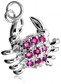 Sterling Silver Ruby Crab Charm