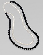 From the Night Blue Collection. This high contrast piece features strands of flocked velvet beads and pearlized glass beads. Length, about 45½ Slip-on style Imported 