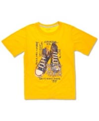 Another way for the little guy to get his kicks: On this Converse tee printed with a Chuck Taylor graphic.