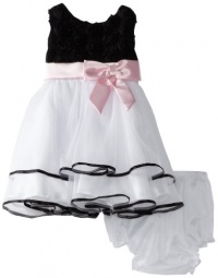 Rare Editions Baby Girls Infant Soutach To Mesh Dress, Black/White, 24 Months