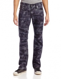 True Religion Men's Ricky Straight Leg Big T Jean in Black/Multi