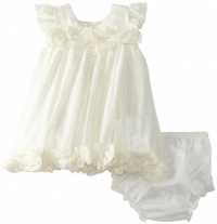 Rare Editions Baby Girls Newborn Mesh Dress, Ivory, 6-9 Months