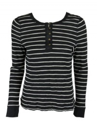 LRL Lauren Ralph Lauren Womens Stripe Thermal Henley Top