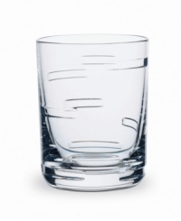 A cut above, the Horizon double old-fashioned glass from Baccarat drinkware elevates cocktails in beautifully weighted, impeccably clear crystal. Clean lines, a thick sham and distinct geometric cuts create a look of modern luxury.