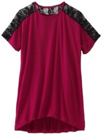 Design History Girls 7-16 Lace Colorblock Tunic, Razzleberry, Large