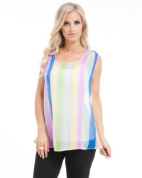 MOD Plus Women's Horizontal Stripe Chiffon Plus Size Top