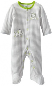 Little Me Baby-Boys Newborn Safari Stripe Velour Footie, Grey Multi, 6 Months