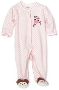 Little Me Baby-girls Newborn Sweetie Monkey Footie, Pink Print, 3 Months