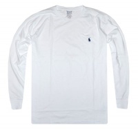 Polo Ralph Lauren Men's Long Sleeve Front Pocket Pony Logo T-shirt (Large, White)