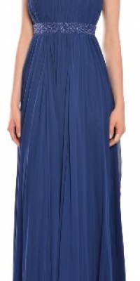 Aidan Mattox Sweet Chiffon Pleated Beaded Eve Gown Dress