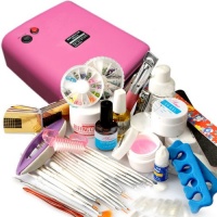 Full Set UV Gel kit Brush Pen Nail Art DIY Manicure set + 36w pink uv gel lamp