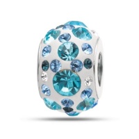 Blue Kaleidoscope Crystal Bead In Sterling Silver