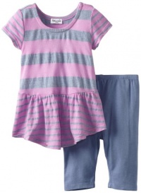 Splendid Littles Baby-girls Newborn Marseille Chambray Stripe Peplum Set, Dahlia, 6-12 Months