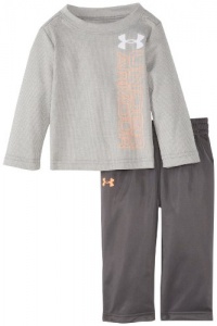 Under Armour Baby-Boys Infant Branded Vert Waffle Long Sleeve Set, True Grey Heather, 18 Months