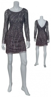 Aidan Mattox Striking Sequins Long Sleeve Cocktail Dress