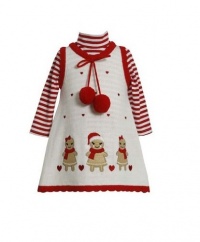 Bonnie Jean Baby Girls Gingerbread Holiday Jumper Dress Set, Red, 24 Months