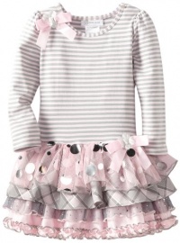 Bonnie Jean Girls 2-6X Tiered Drop Waist Dress, Pink, 4T