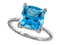 Genuine Blue Topaz Ring by Effy Collection® in 14 kt White Gold Size 8