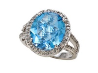 Genuine Blue Topaz Ring by Effy Collection® in 14 kt White Gold Size 7