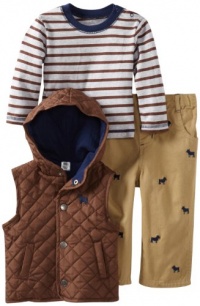 Little Me Baby-boys Infant Dog 3 Piece Jacket Set, Brown Multi, 12 Months