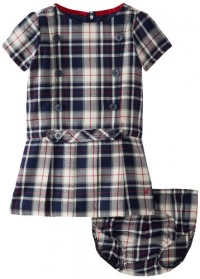 Nautica Baby-Girls Infant Plaid Jumper Dress, Naval Blue, 24 Months