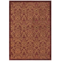 Couristan 1225/0110 PAVE Petite Damask 60-Inch by 90-Inch Chenille Area Rug, Garnet/Gold