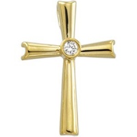 CleverEve Designer Series 14K Yellow Gold 1.30 grams Cross Pendant 21 x 14mm w/ Diamond