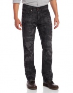 True Religion Men's Bobby Straight Fit Laser Jean in Black Camouflaged