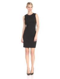 Elie Tahari Women's Emory Double Knit Sleeveless Crew Neck Sheath Dress, Black, 0