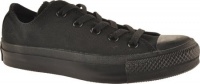 Converse Chuck Taylor All Star Lo Top Black Monochrome Canvas Shoes with Extra Pair of Grey Laces men's 4.5/ women's 6.5