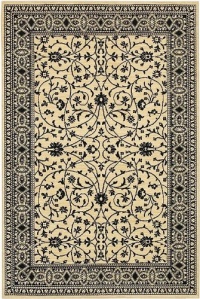 Area Rug 2x12 Runner Traditional Ivory-Black Color - Karastan Sierra Mar Collection