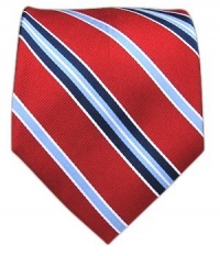 100% Silk Woven Red Striped Tie