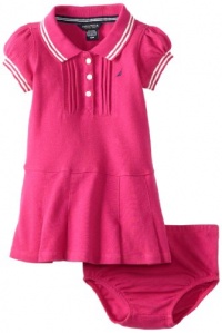 Nautica Baby-Girls Infant Solid Pique Dress, Bright Pink, 24 Months