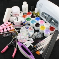 9W UV Gel Lamp + Nail Art UV Gel Kit Decoration File Brushes Glitter Full Set