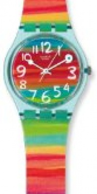 Swatch Women's GS124 Quartz Rainbow Dial Plastic Watch