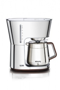 KRUPS KT600 Silver Art Collection 10 European Cup Thermal Carafe Coffee Maker, Stainless Steel/Chrome