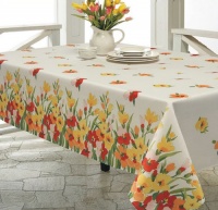 Benson Mills Floral Border Printed Fabric Tablecloth, 52-Inch by 70-Inch