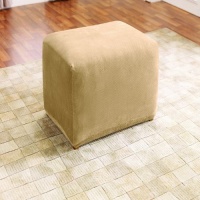 Sure Fit Stretch Pique Ottoman Slipcover, 1-Piece, Cream