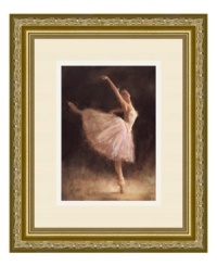 Artist Richard Judson captures the unequivocal grace of ballet in The Passion of Dance. Her arms outstretched and toes perfectly en pointe, this soloist executes a flawless, elegant pose. A lovely accent for the bedroom or living room in a gold, leaf-embossed frame.