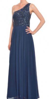 Aidan Mattox One Shoulder Beaded Sequins Chiffon Eve Gown Dress