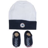 Converse Unisex 0-6M Hat and Bootie Set (0-9M, Navy)