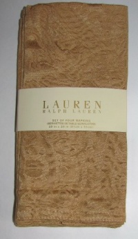 Lauren Ralph Lauren Paisley Wheat Jacquard Table Linens / Napkins 20 X 20 Inches Set of 4 Dinner Napkins Holiday Fall Gold