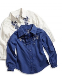 GUESS Kids Girls Little Girl Embroidered Logo Top, BLUE (3T)