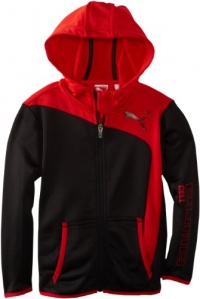 PUMA - Kids Boys 2-7 Performance Hooded Jacket, Black/Red, 4