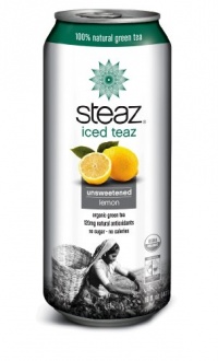 Steaz Organic Iced Teaz, Green Tea with Lemon (Unsweetened), 12 - 16-Ounce Cans