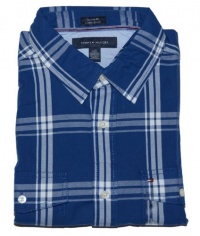 Tommy Hilfiger Men Custom Fit Plaid Short Sleeve Shirt