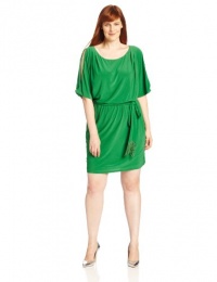 Jessica Simpson Women's Plus-Size Pleated Boat Neck Dress